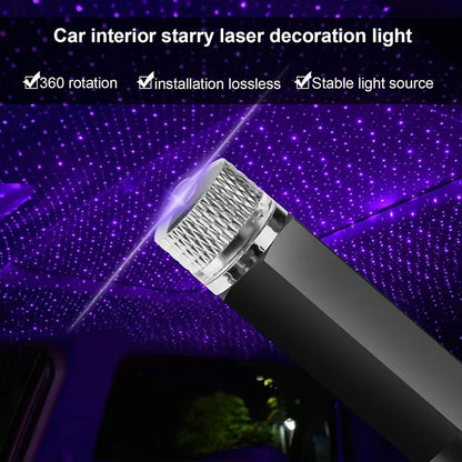 Usbmini Starry Laser Atmosphere Ambient Projector Lights NEW Car Roof Star Light Interior Auto Decoration LED Night Galaxy Lamp