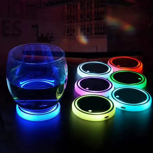 New LED Cup Holder Lights Car Rechargeable 3 Modes 7 Color Changing Light up Cup Holder Insert Coasters Car Decor Accessories