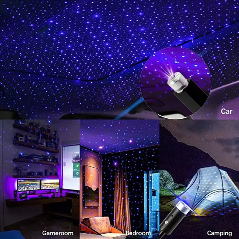 Usbmini Starry Laser Atmosphere Ambient Projector Lights NEW Car Roof Star Light Interior Auto Decoration LED Night Galaxy Lamp